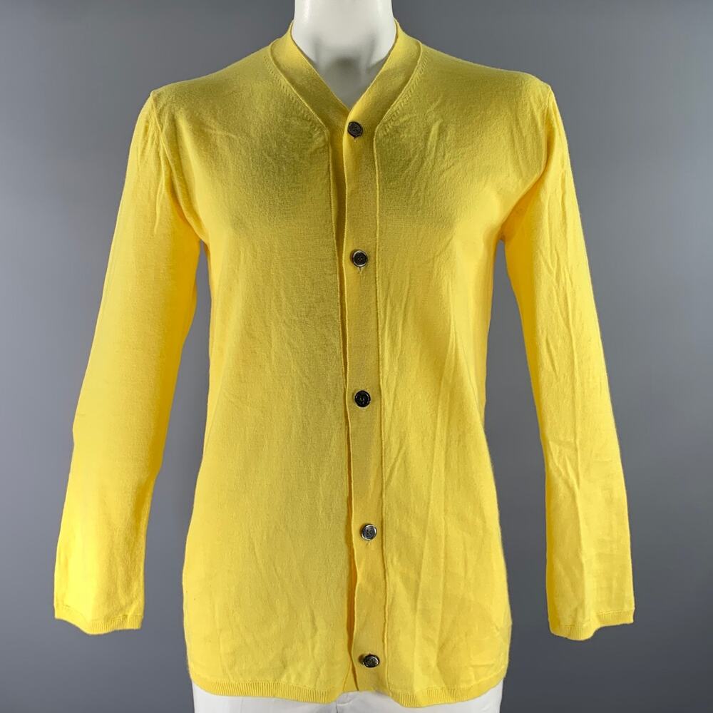 COMME des GARCONS SHIRT Size L Yellow Knitted Acrylic Blend Button Down Cardigan